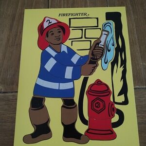 Vtg Judy Instructo Wooden Puzzle Firefighter Hero Occupation 1974 Preschool